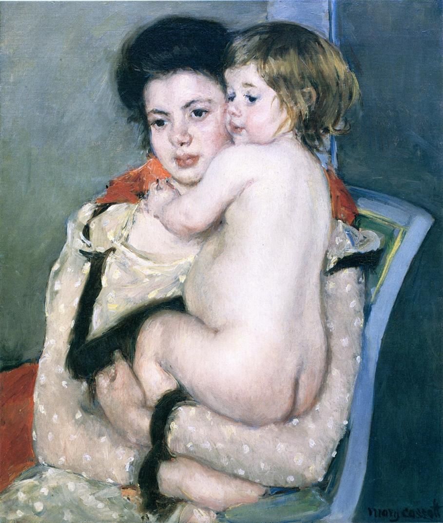 Мэри Кассат - Рене Лефевр держит голого ребенка